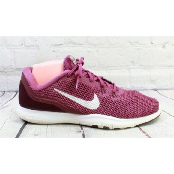 Nike Shoes - Nike Flex Trainer 7 Burgundy Mesh Low Top Lace-up Running Shoes Size 10